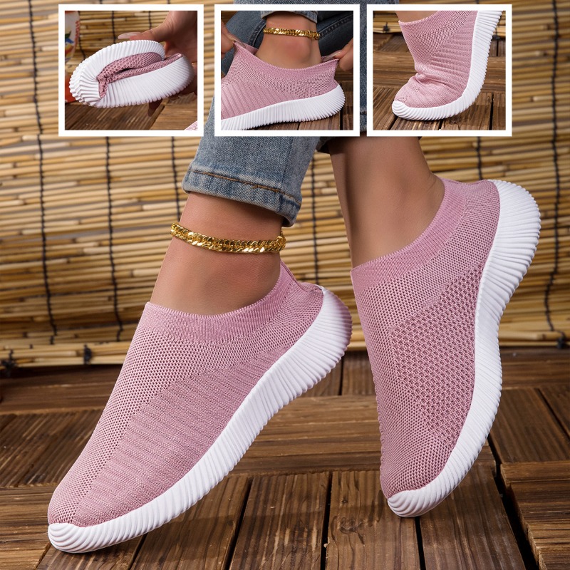 Breathable Mesh Athletic Shoes - 여성용 통기성 니트 메쉬 편안한 플랫