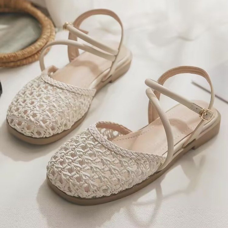여성용 프렌치 스타일 클로즈드 토 샌들, 여름용 속이  - Sandals 리뷰 및 가격
