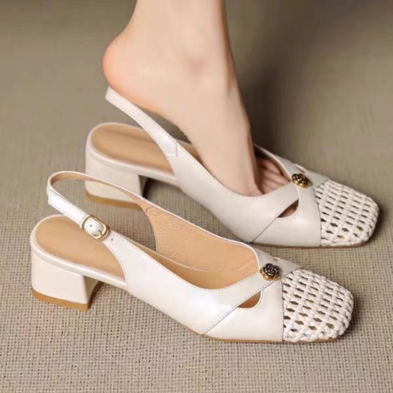 여성용 프렌치 스타일 클로즈드 토 샌들, 청키 힐, 다 - Sandals 리뷰 및 가격
