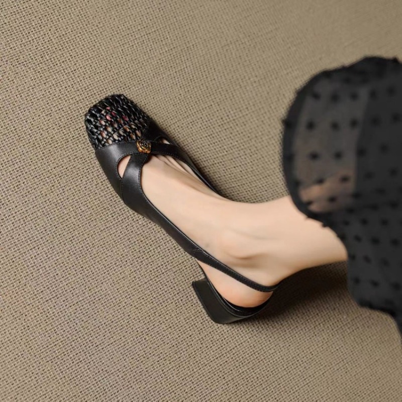 여성용 프렌치 스타일 클로즈드 토 샌들, 청키 힐, 다 - Sandals 리뷰 및 가격
