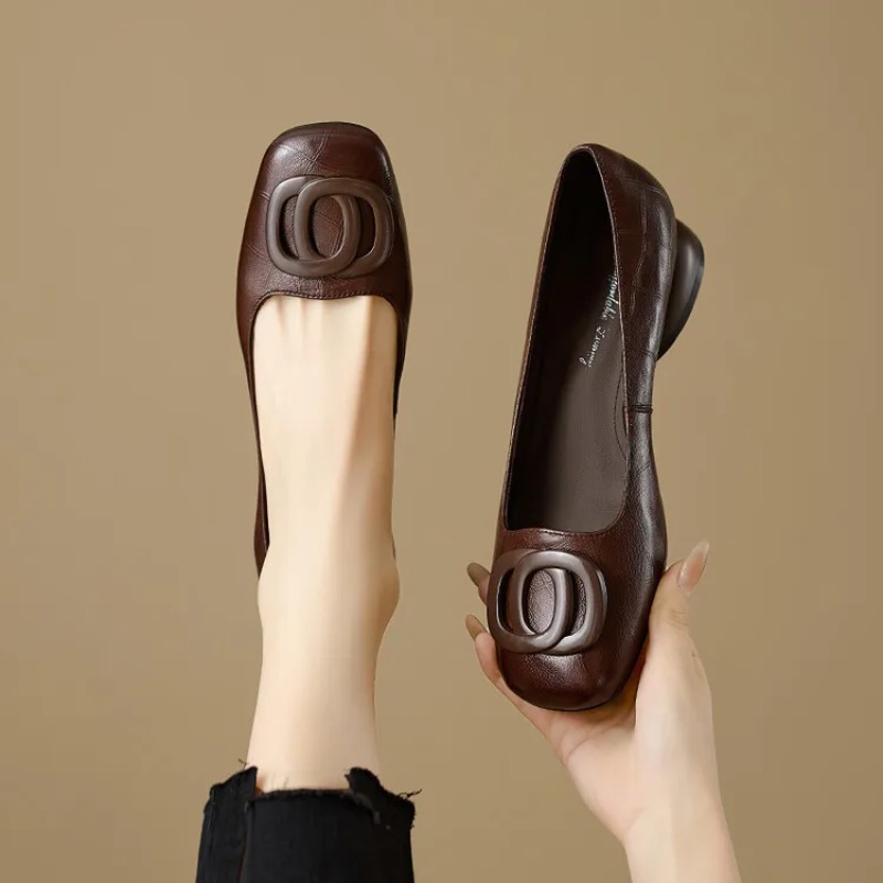 프랑스 스타일 여성 펌프스 가죽 신발 여성용 스퀘어 토 - Women'S Shoes 리뷰 및 가격
