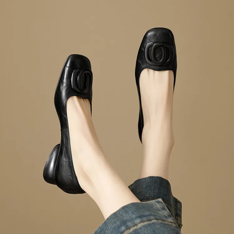 프랑스 스타일 여성 펌프스 가죽 신발 여성용 스퀘어 토 - Women'S Shoes 리뷰 및 가격