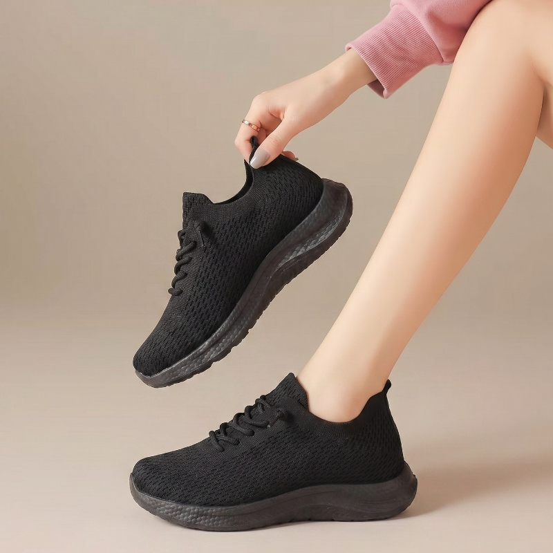 여름 여성용 통기성 메쉬 워킹화 미끄럼 방지 가벼운 탄 - Knit Fabric Lace Up Sneakers 리뷰 및 가격