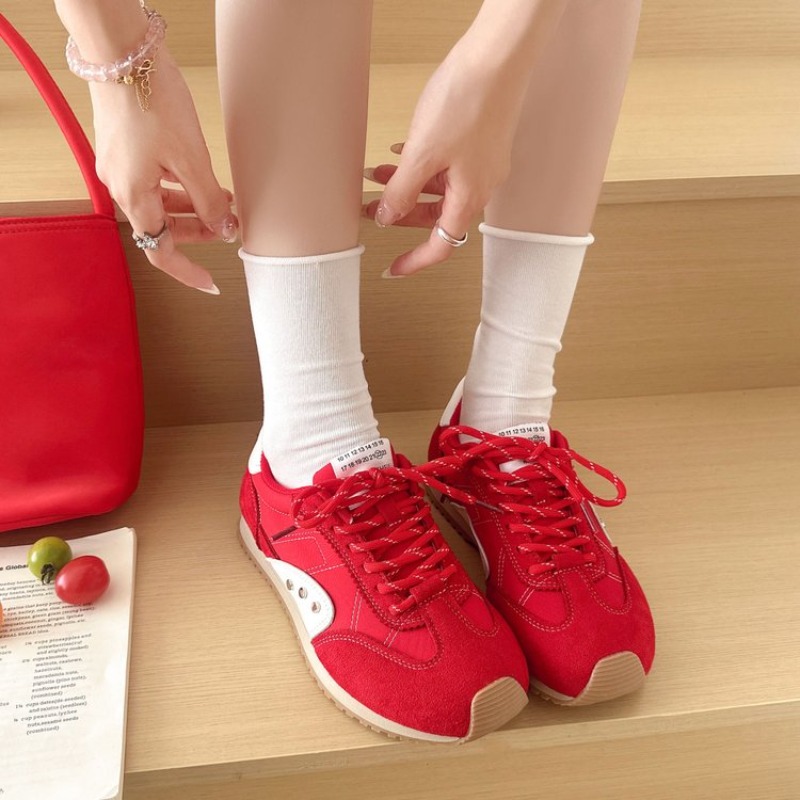 레트로 컬러 블록 스니커즈 여성용 부드러운 플랫 런닝화 - Running Shoes 리뷰 및 가격