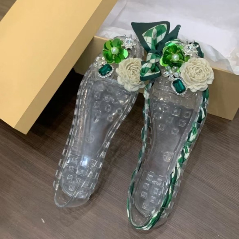 새로운 스타일의 스퀘어 토 오픈 토 샌들, 플랫 솔 젤 - Sandals 리뷰 및 가격