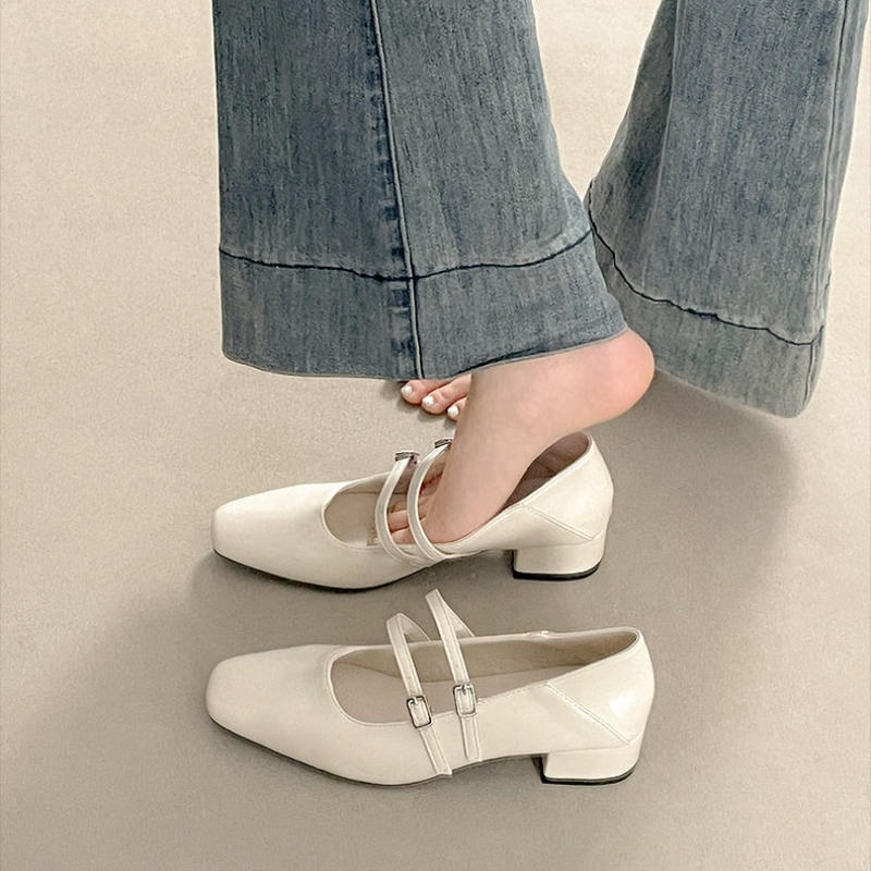 스퀘어 토 로우힐 여성용 실버 메리 제인 슈즈 패션 우 - Women'S Shoes 리뷰 및 가격